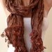 ON SALE - Brown - Satin Scarf with Trim Edge