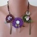 Crochet Necklace with Lace and Fabric Flowers - Speacial Design
