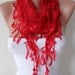 Red Scarf with Red Trim Edge Shaped Leaves
