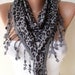 ON SALE - Leopard - Grey Scarf - with Grey Trim Edge
