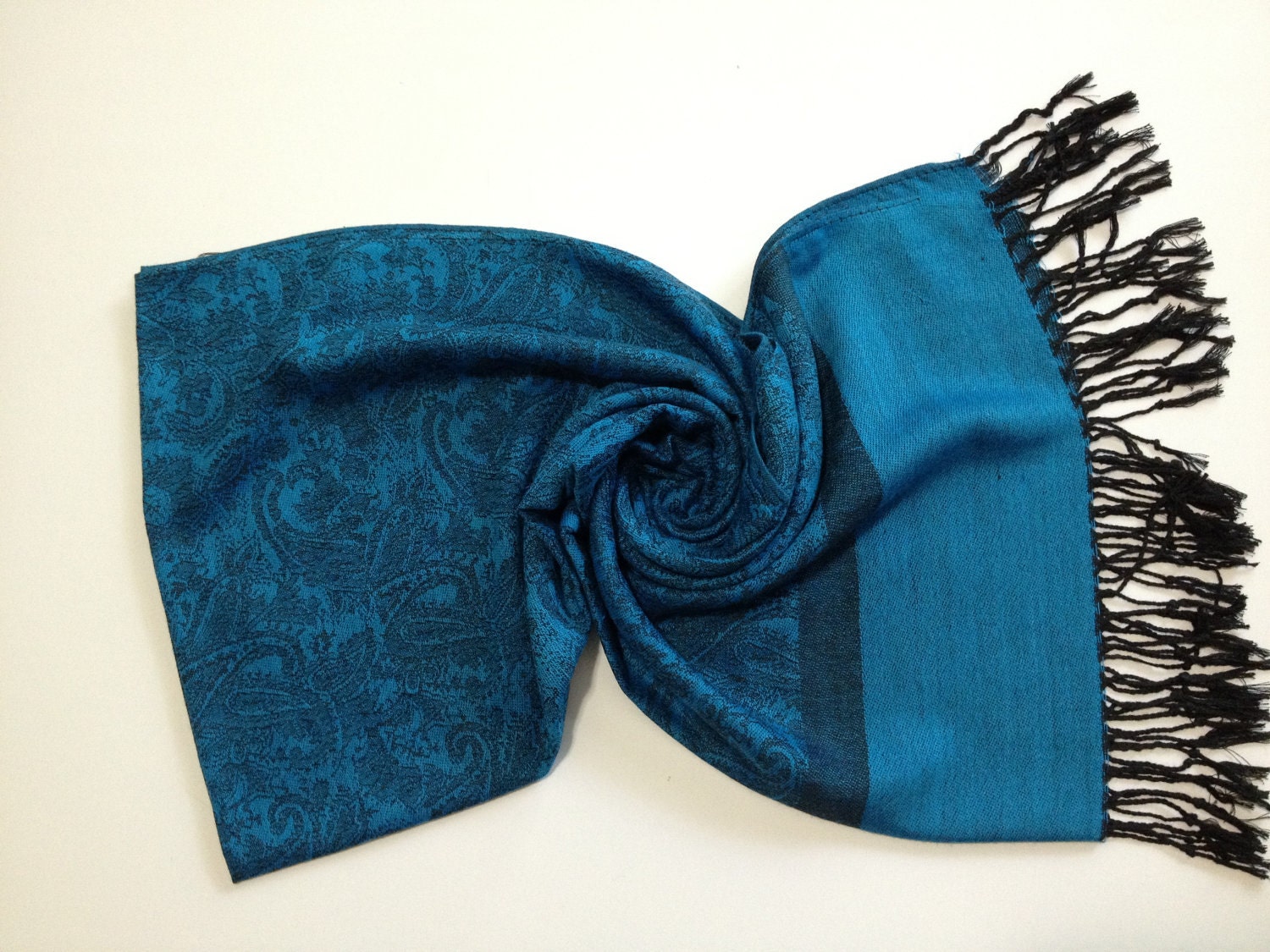 teal-black paisley pashmina scarf, pashmina scarf, pashmina, shawl, wrap,gift, weddings favors, bridal wrap