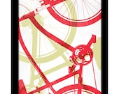 Gilclee Bicycle Print - 11.75 x 15.75 Red & Tan