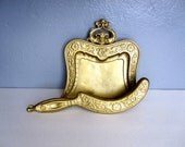 Vintage Gold Tin Rococo Dust Pan and Sweeper