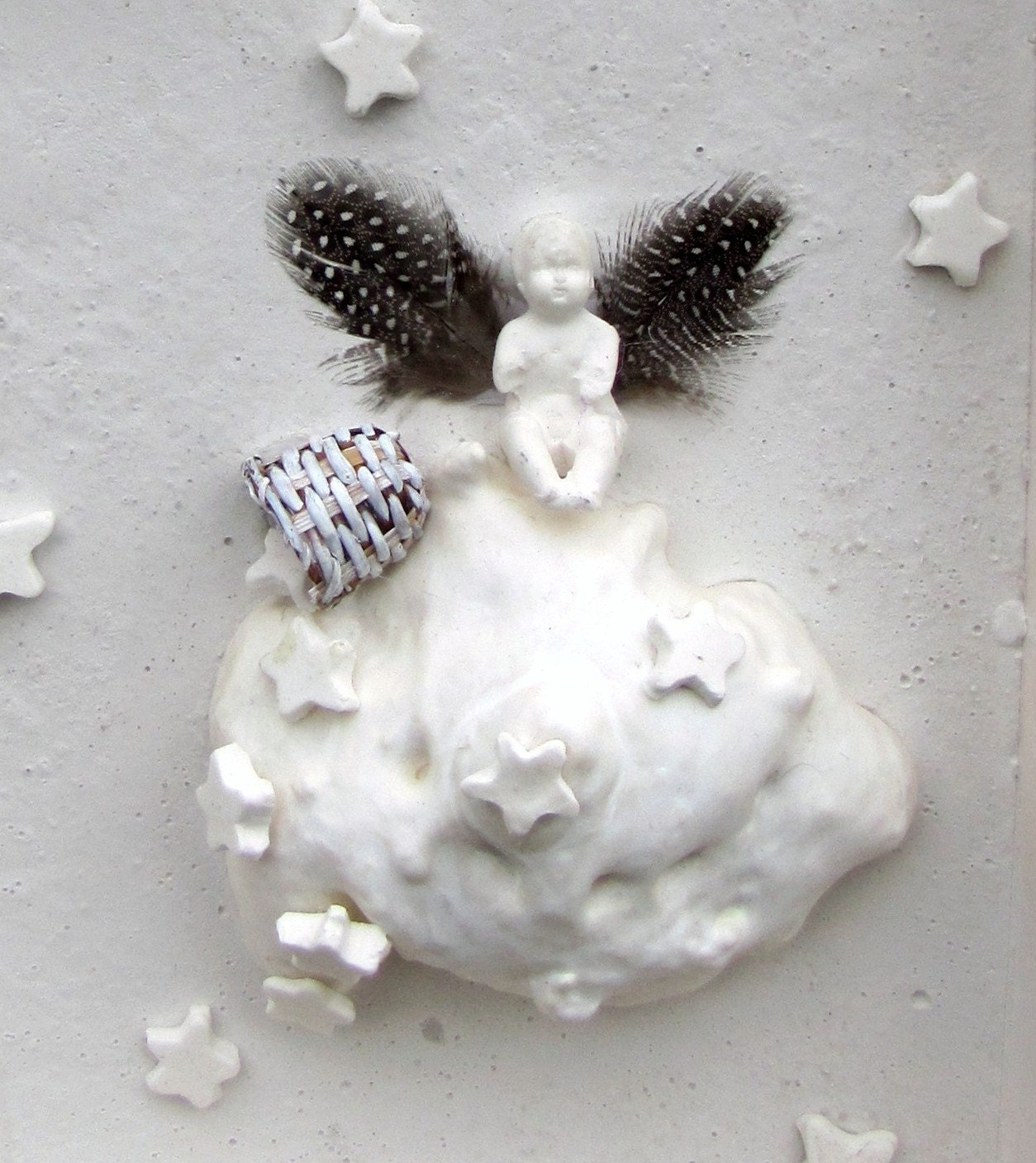 Mixed Media Shadowbox Angel Art Assemblage