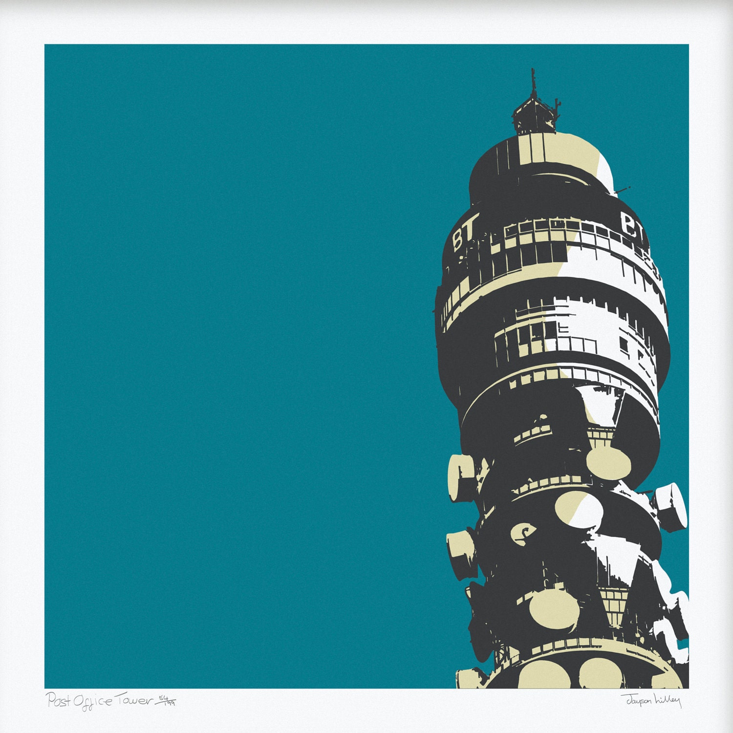 Post Office Tower Blue Screenprint
