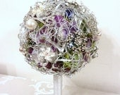 Mimosa Fleur- handmade Brooch Wedding Bouquet- Purple & Silver Bling Bling Brooch Bouquet