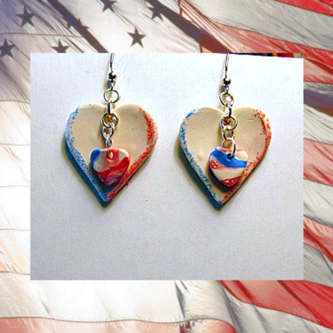 Dangle Earrings Wearable Art Heart Earrings