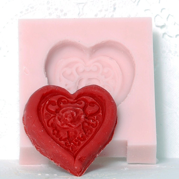Silcone Rose Heart shaped food grade mold great for fondant, gum paste and chocolate