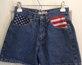 High Waisted Jean Shorts with an American Flag