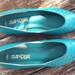 Sandler 80s Leather Turquoise Woven Wedge Shoe "Never Been Worn" Size 7