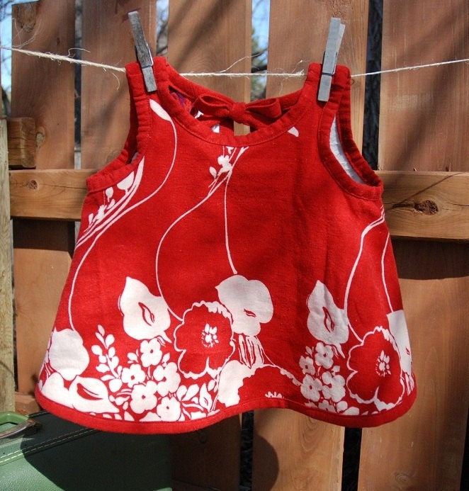 Lively red toddler apron - toddler pinafore - Girls apron - size one apron/pinafore