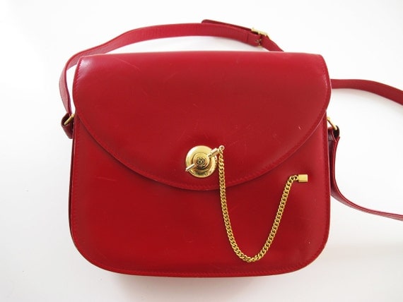 FINAL SALE Vintage Gucci Red Cherry Leather Crossbody Purse - Treasury Favourite