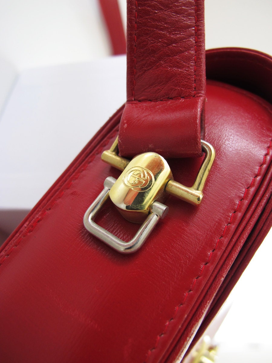 FINAL SALE Vintage Gucci Red Cherry Leather Crossbody Purse - Treasury Favourite