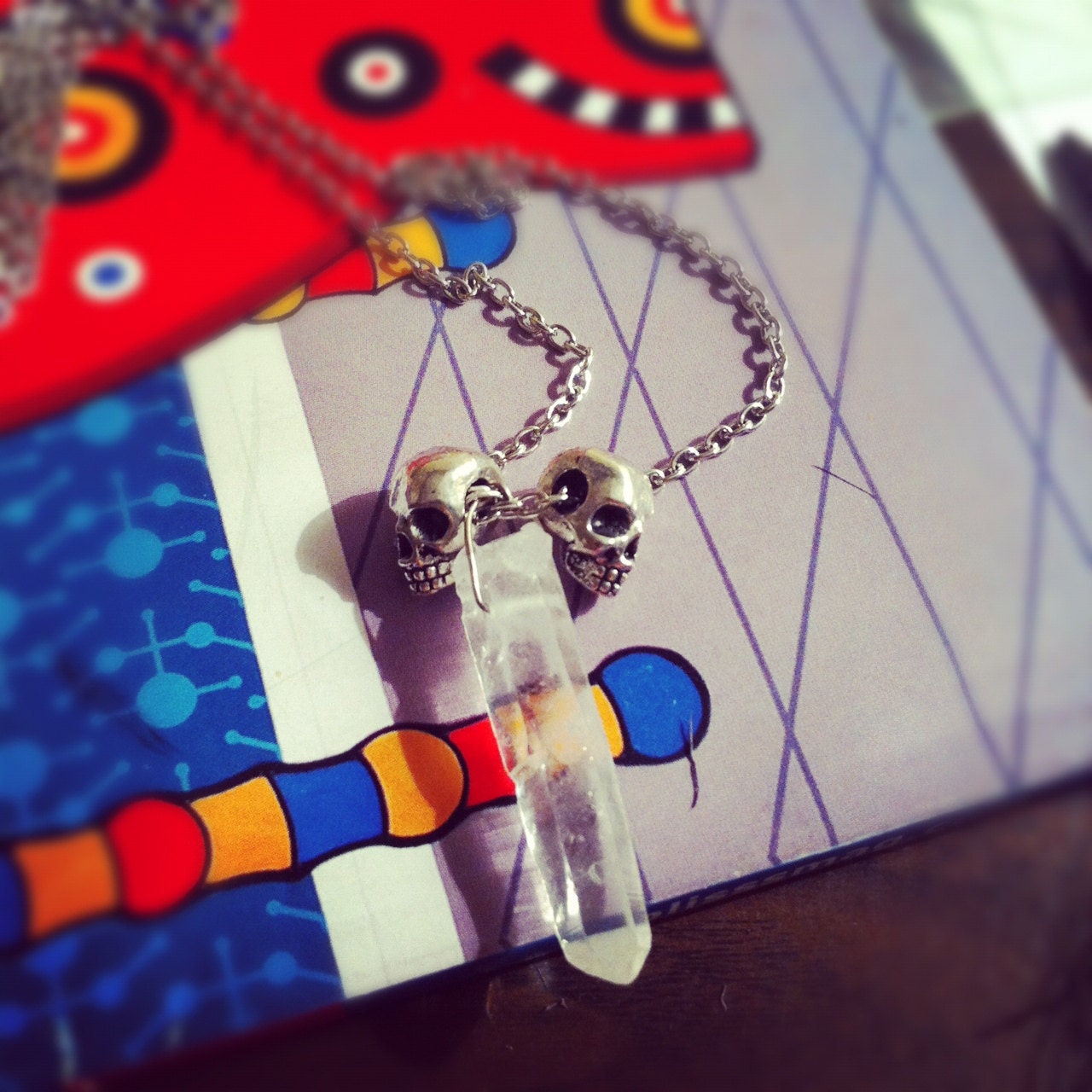 Quartz Crystal Skull Necklace