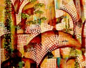 Roman Holiday, Original Mixed Media Painting, Framed, 16" x 20"