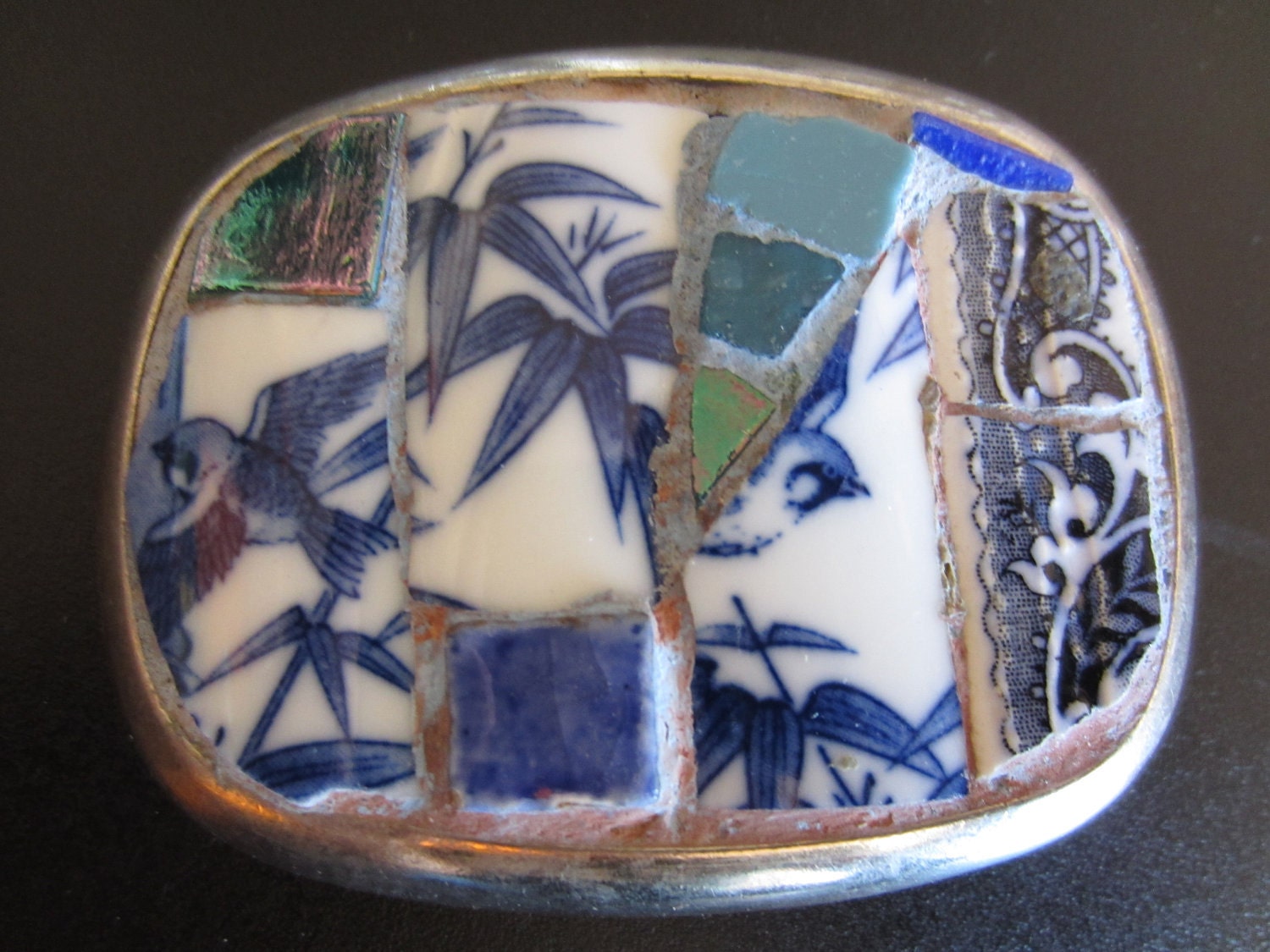 Blue Birds Mosaic Belt Buckle