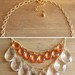 Coral and Clear Teardrop Statement Necklace