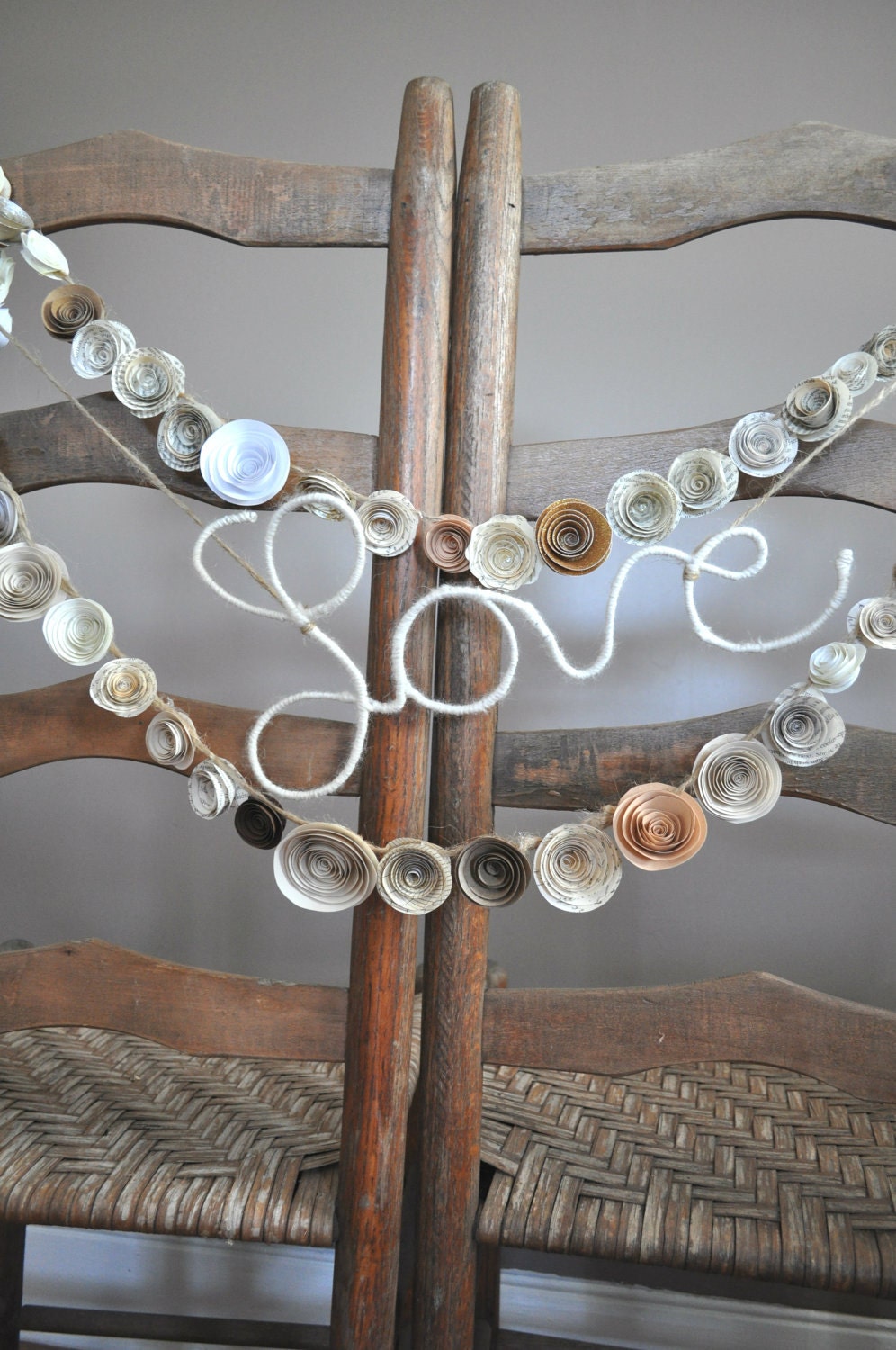 Wedding Garland Upcycled Paper Flower Garland- wedding decorations-