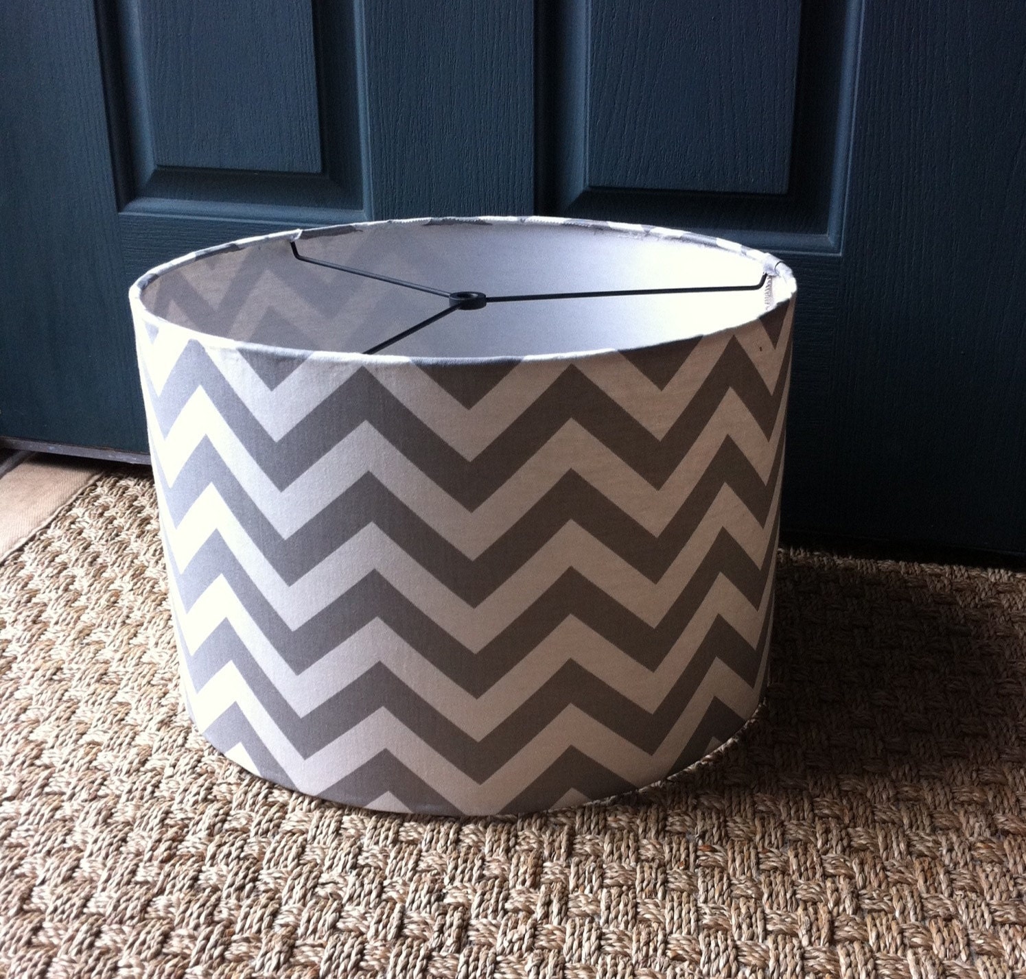 Drum Lamp Shade Lampshades great for Pendant lights grey and white chevron print