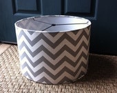 drum lamp shade 17" X 10" in Premier Prints Zig Zag grey / silver and white / Large pendant light shade