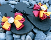 Maroon and Gold Flip Flop with Rhinestone