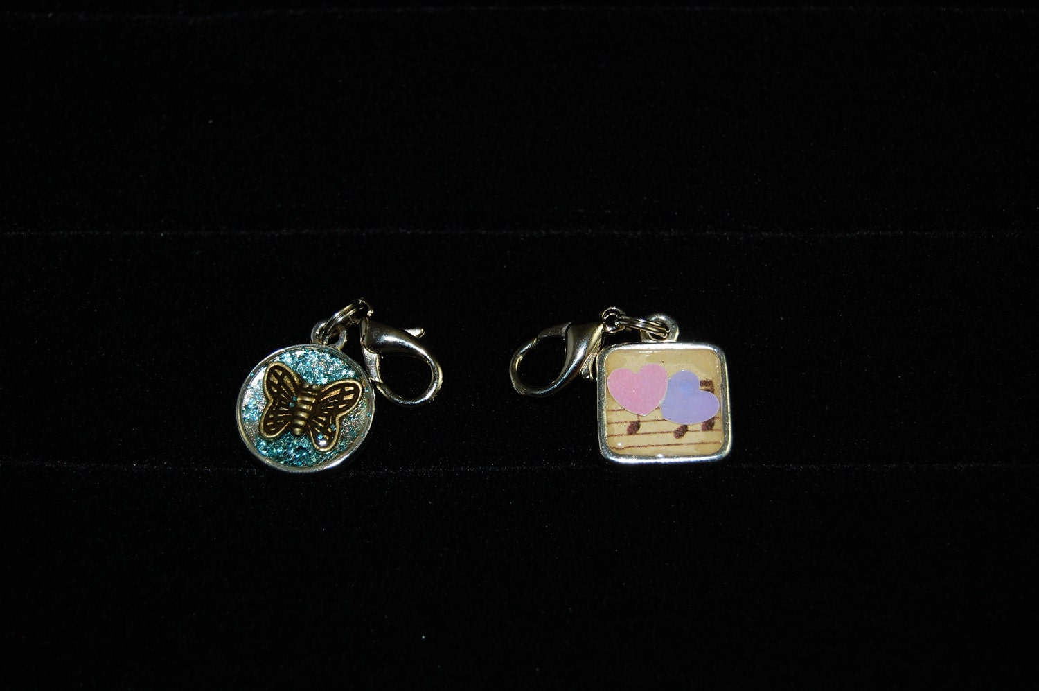 Zipper pulls. hearts, butterfly