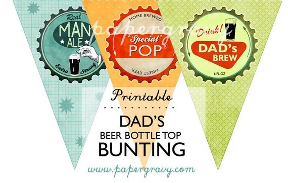 INSTANT DOWNLOAD Printable retro Fathers Beer style Bunting Dads Birthday Il_570xn