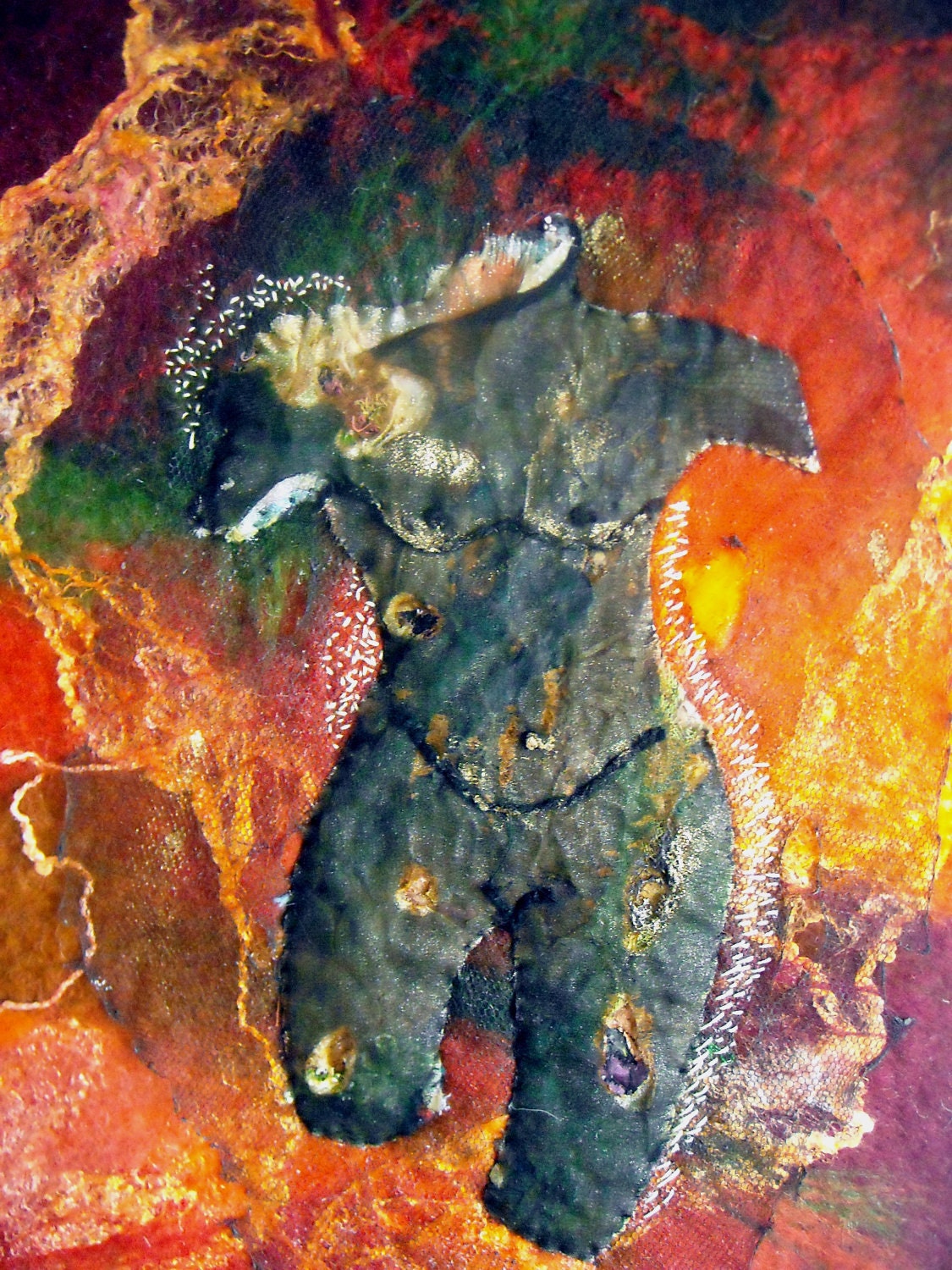 textile art , mixed media art, fibre art, classical nude, felt wall art