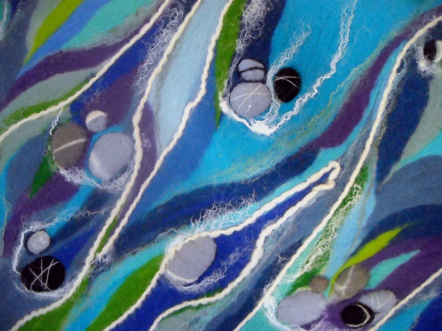 art textured, abstract original art, felt pebbles