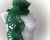 Lady Scarf-Crochet Scarf - GreenCrochet Scarf-St Patrick's Day-crochet shell scarf
