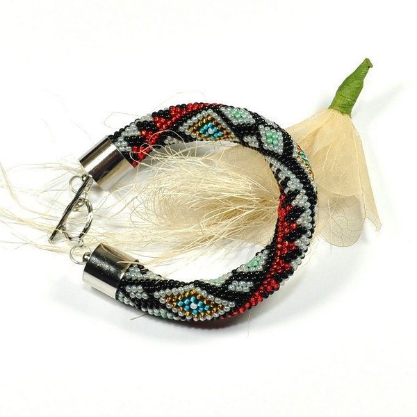 Beaded Bracelet. Bead Crochet Rope.Colored Bracelet. Beads. Seed Beads. Toho. Multicolor bracelet.