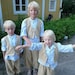 Boys linen outfit. Ring bearer suit, linen vest, blue shirt, linen pants. Rustic country wedding