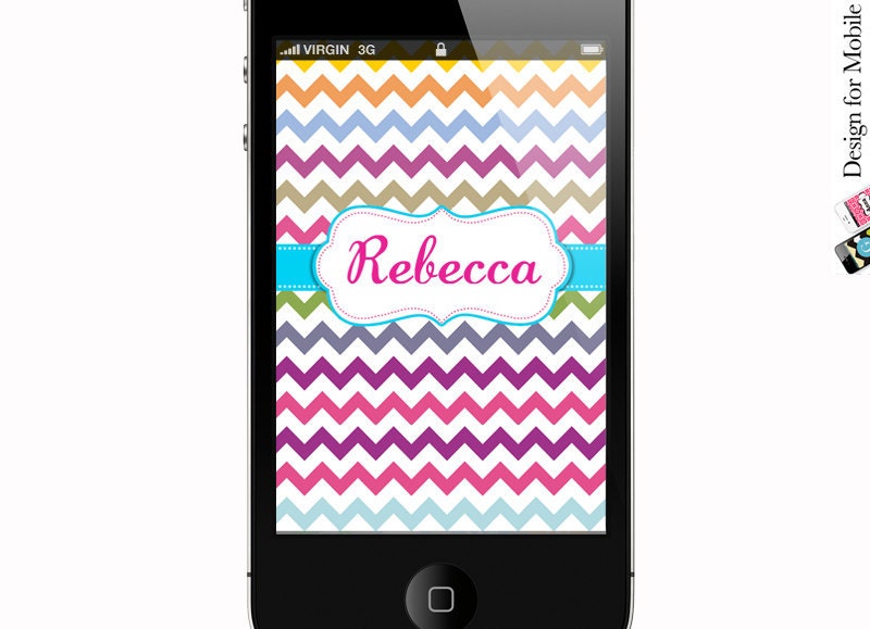 Personalized iPhone Wallpaper - Chevron Pattern iPhone Wallpaper with Your Name