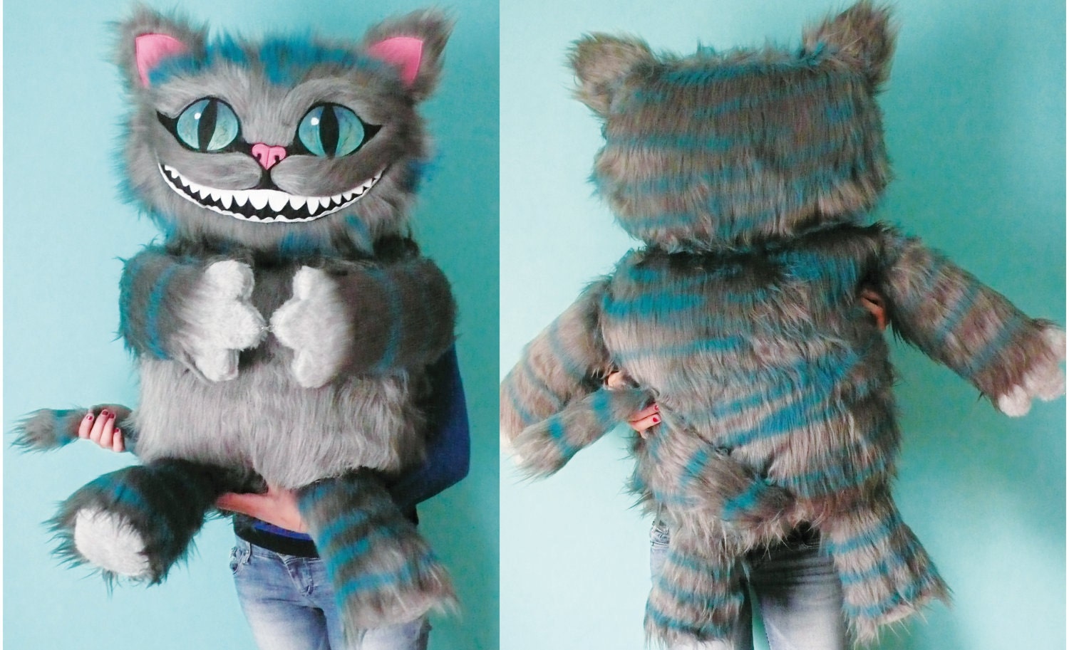 Cheshire cat soft toy with all the details. Really big. Peluche gato Cheshire. Tim burton.