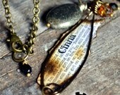 Hunger Games Jewerly -  "Cinna" - Necklace, Pendant and Stones with Burned Quote from Cinna, Katniss Everdeen's Friend and Stylist