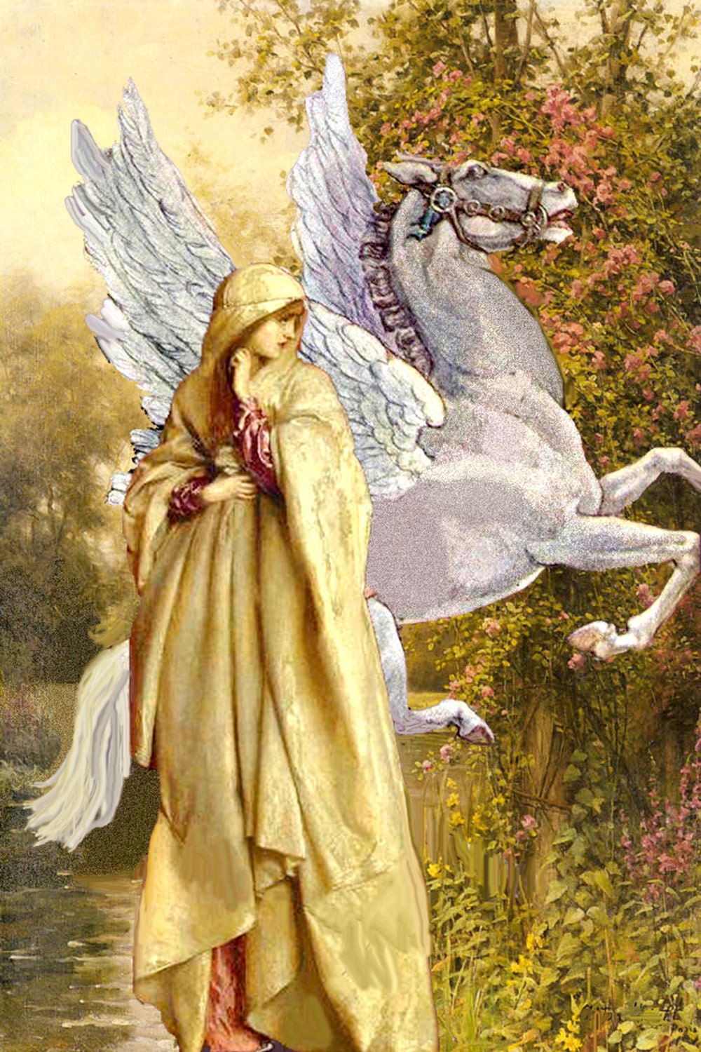 princess meets pegasus 12 x 16 art print