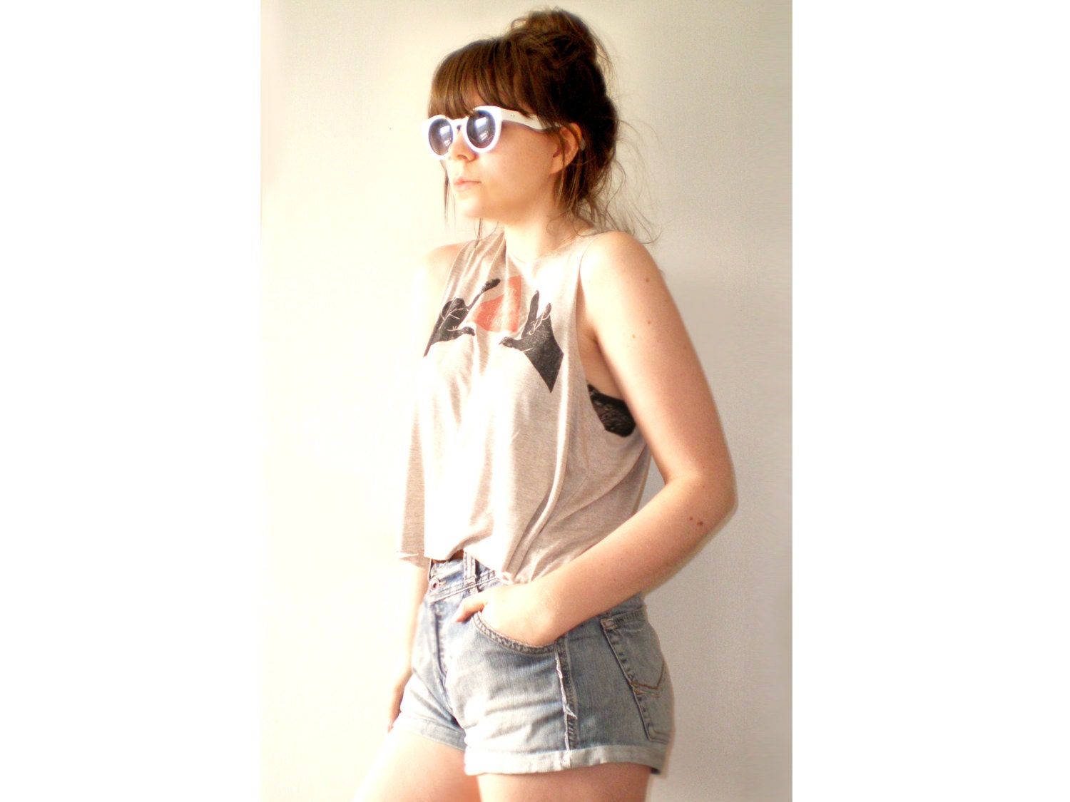 Hand Printed Trapeze Vest - Sand, Free Size