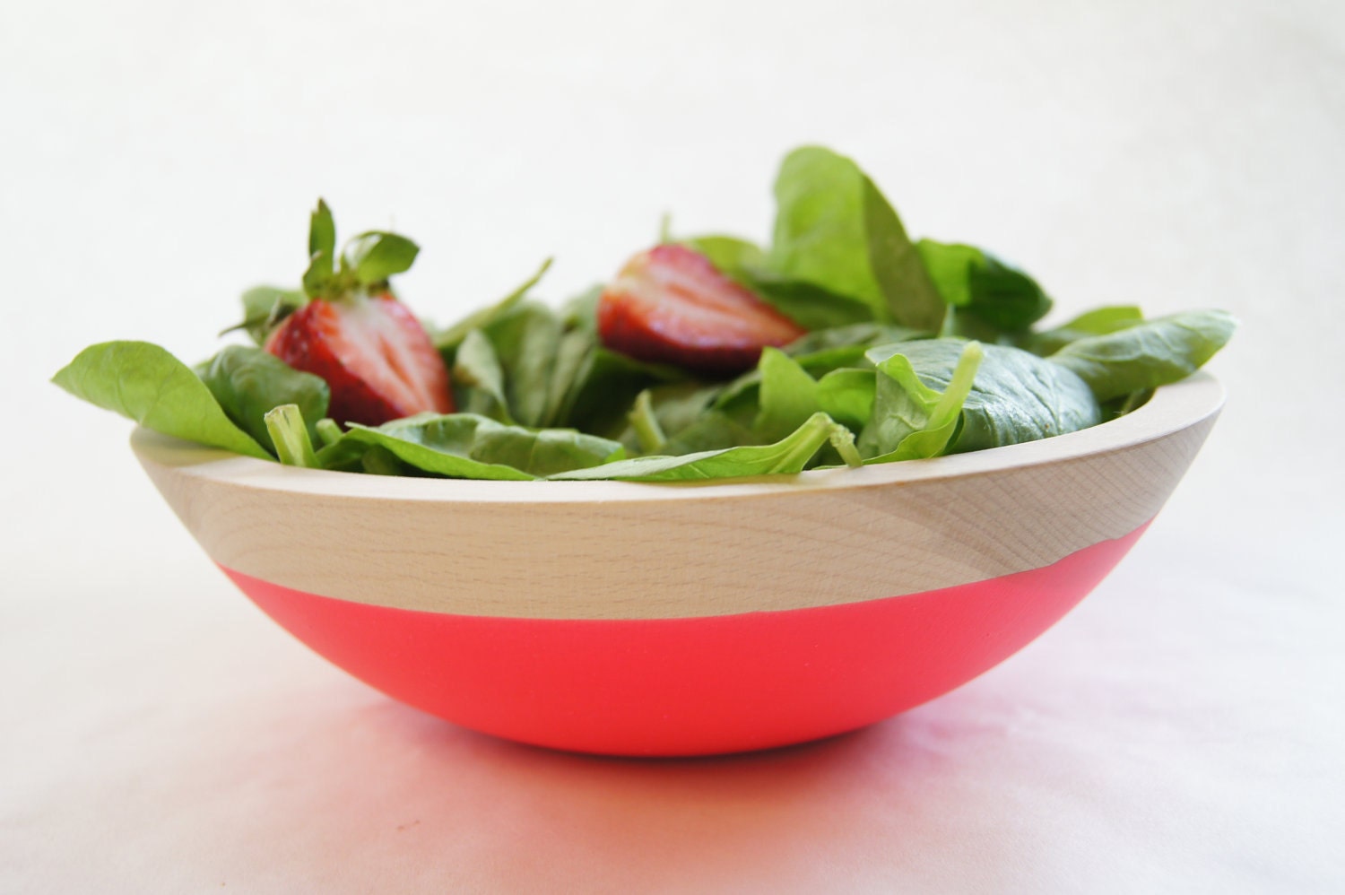 Wooden Salad Bowl, 7" Neon PINK