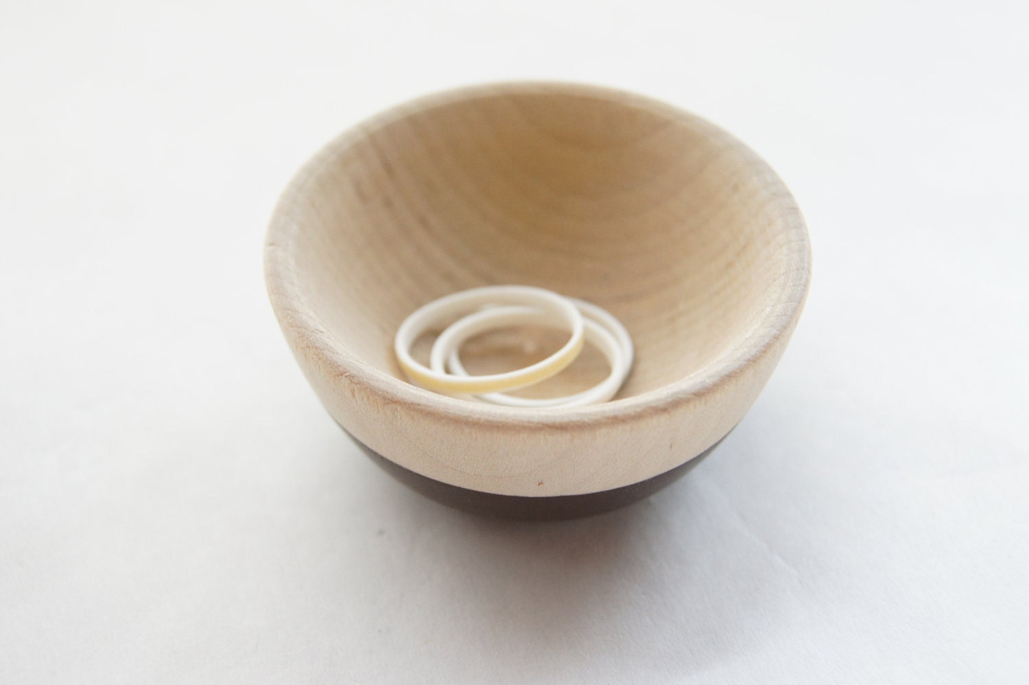 Mini Wood Bowls, Set of Two: Mint Green, Chocolate Brown, great for condiments in the kitchen or jewls in the bedroom