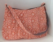 Large Pleated Handbag, in Tangerine floral print,  the 'Lily'