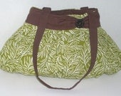Pleated Handbag- in Green Leaf print--the 'Mini Belle'
