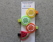 Summer Fun Fruit-Girl's Hair Barrettes-Infant Baby Toddler Hair Clips-Alligator Clips