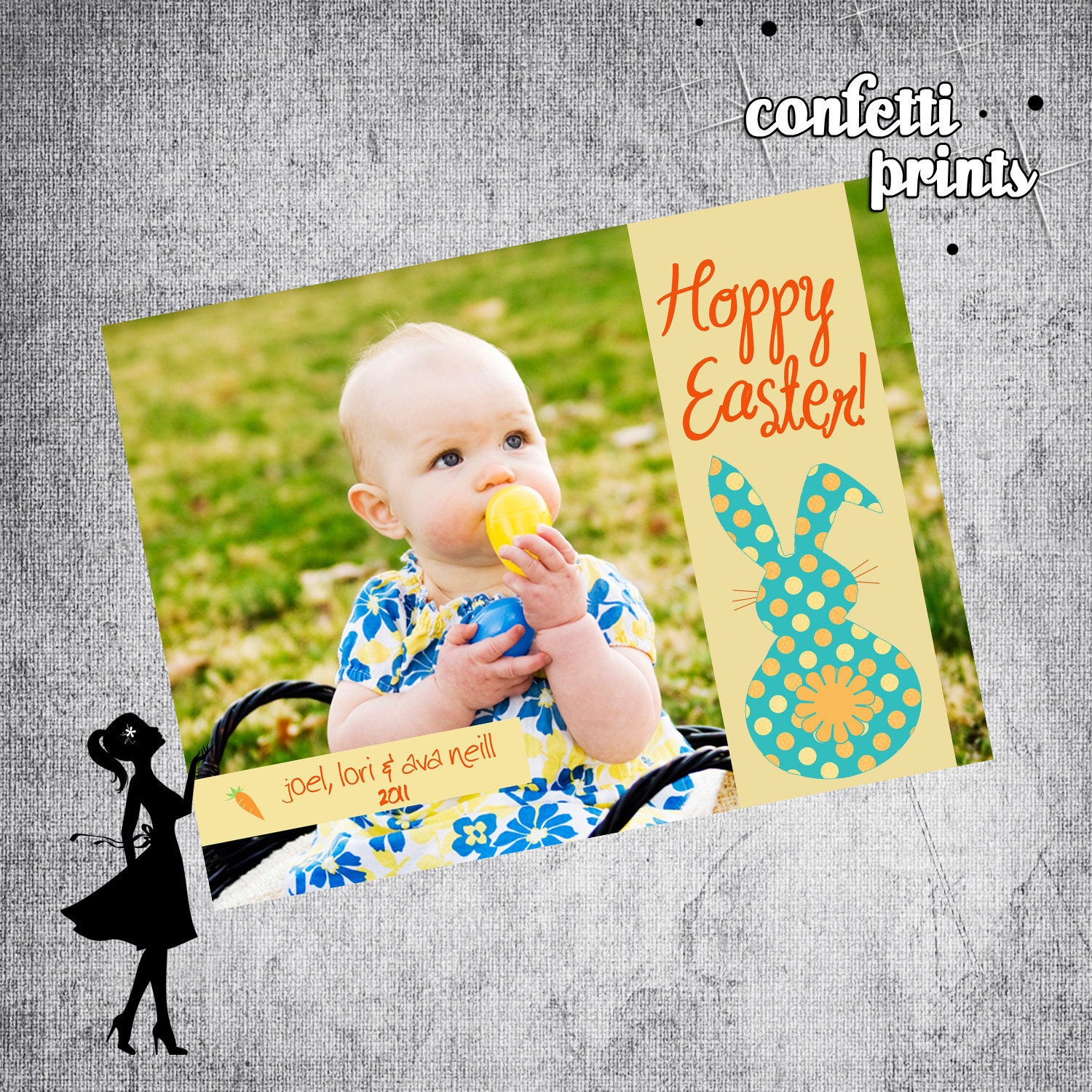 Personalized Photo Easter Card - HOPPY EASTER