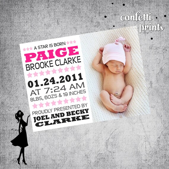 Photo Birth Announcement - A STAR Is BORN Printable Il_570xn