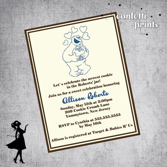 Baby Shower Invitation - COOKIE MONSTER Printable Il_570xn