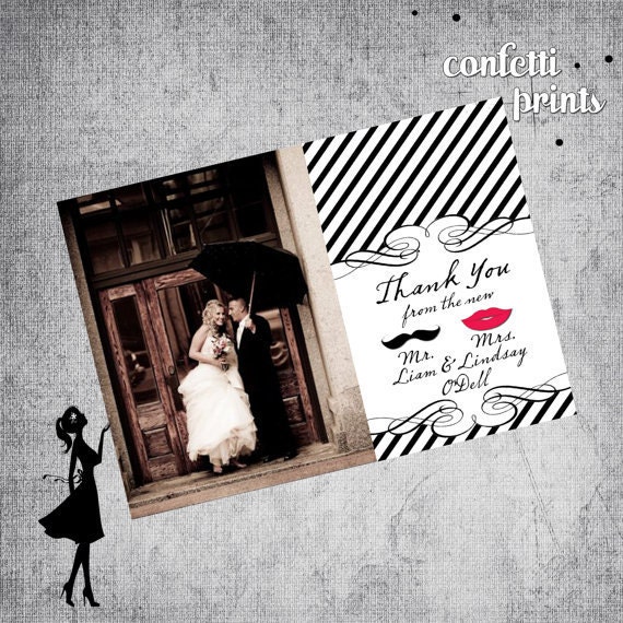 Wedding Thank You Card / Photo Card - MR And MRS STACHE - Printable Il_570xn