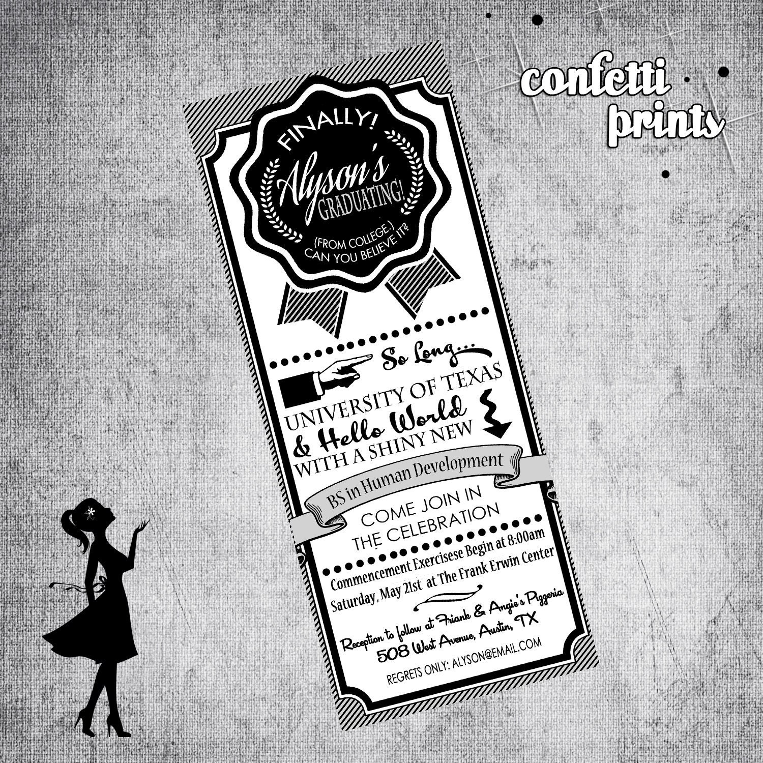 Graduation Invitation - HELLO REAL WORLD Printable Il_570xn