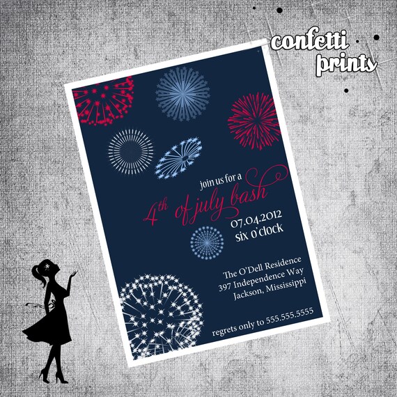 Summer Party Invitation - FIREWORKS Printable Il_570xn