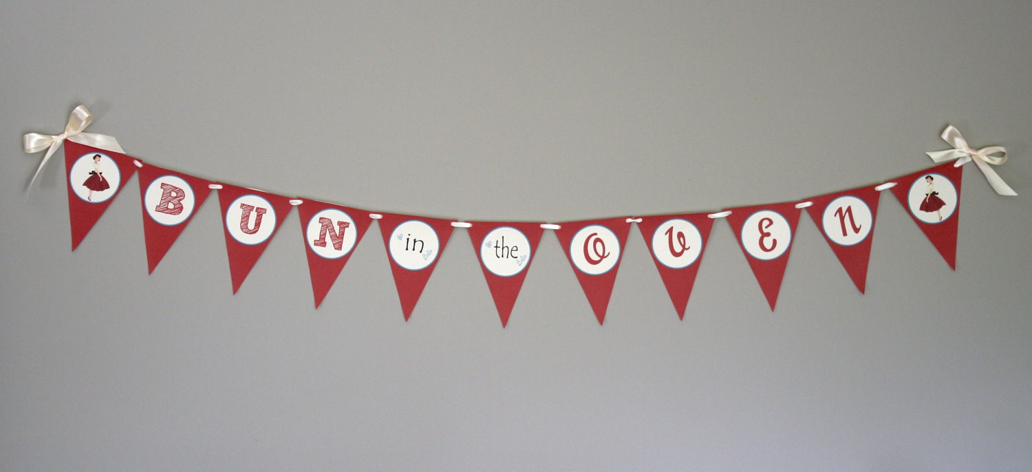 Retro Baby Shower Banner - BUN In THE OVEN Printable