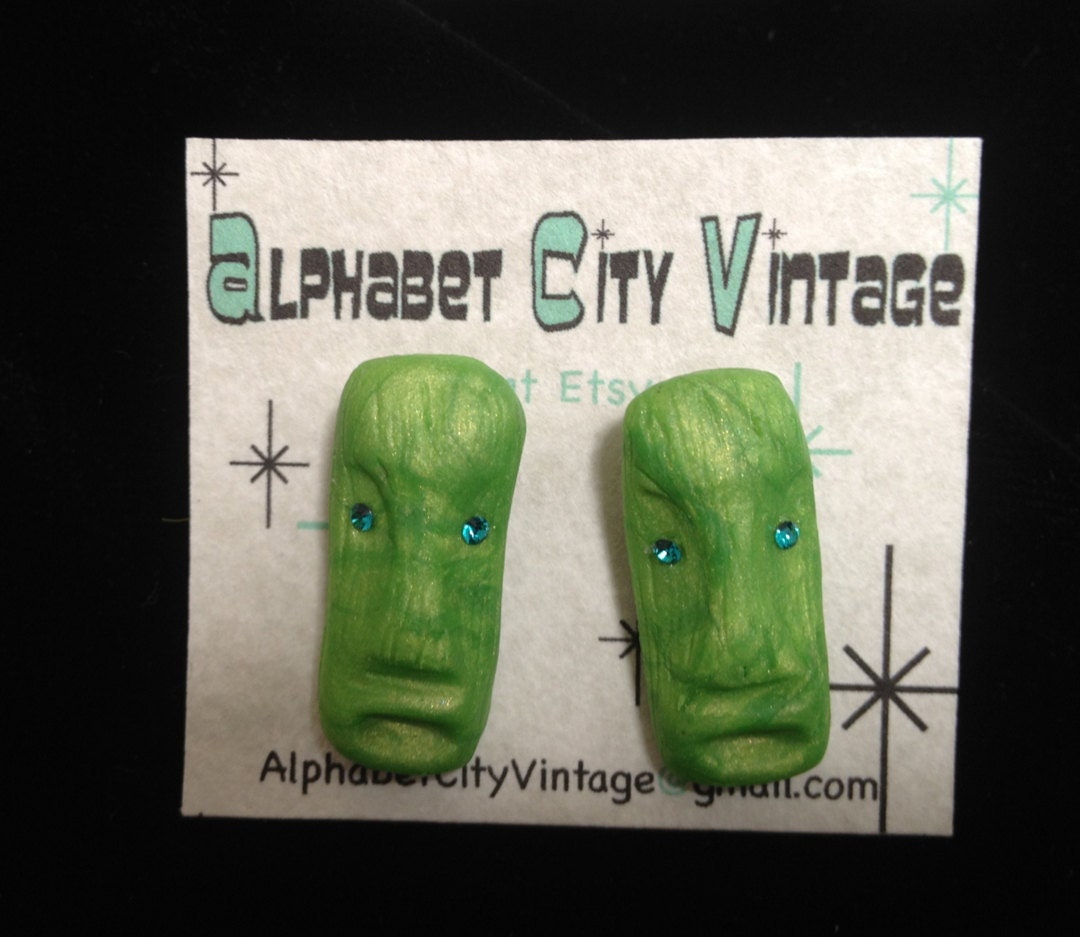 Tiki Head earrings with Swarovski crystal eyes